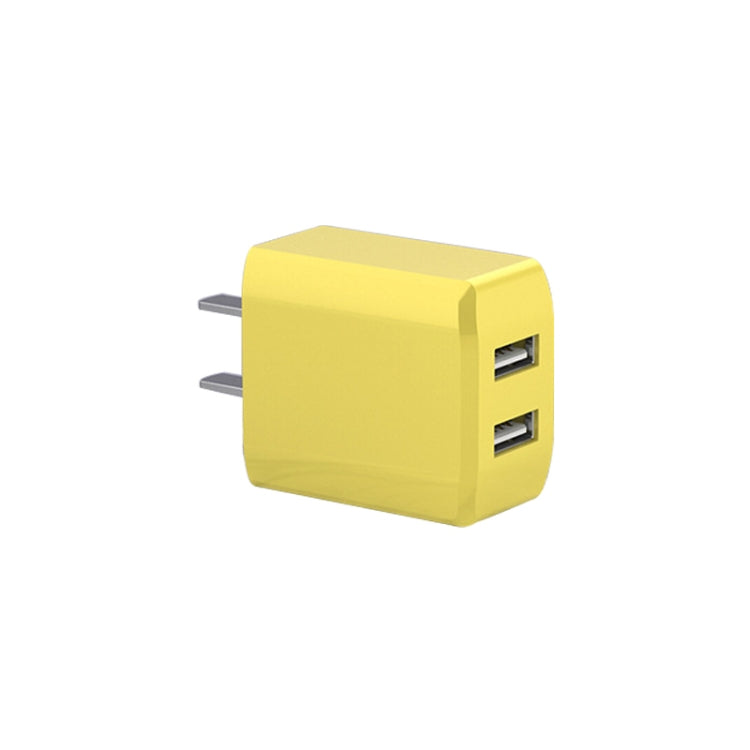 2A Mini Universal Liquid Color Dual USB Ports Charger US Plug (Yellow)