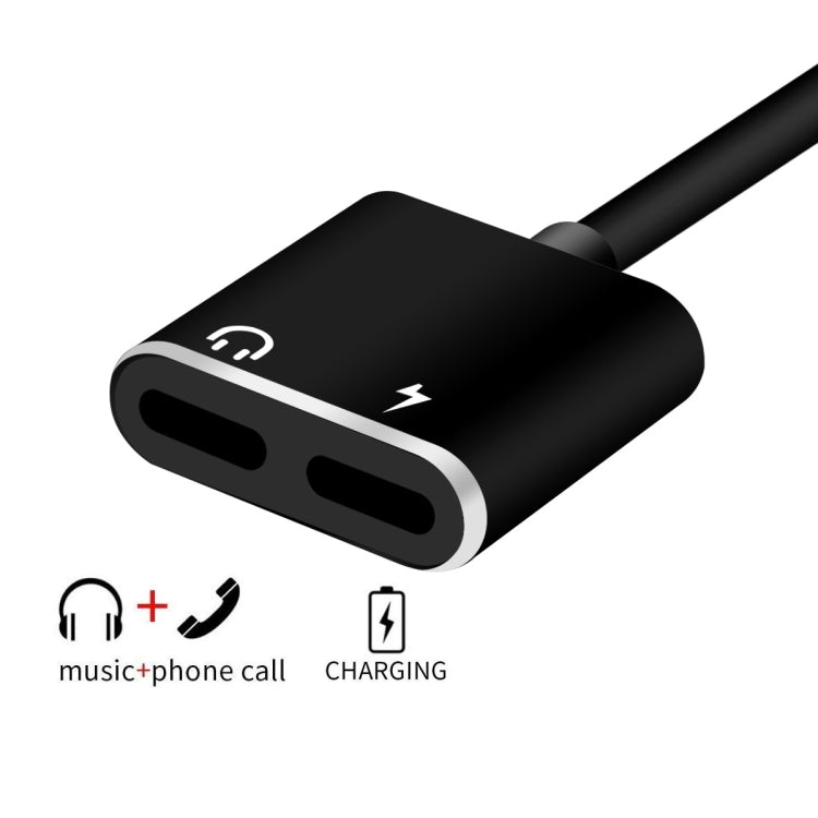 Enkay Hat-Prince HC-15 8 Pin + 3.5mm Jack to 8 PIN Charge Audio Audio Adapter Cable Support up to iOS 15.0 (Black)
