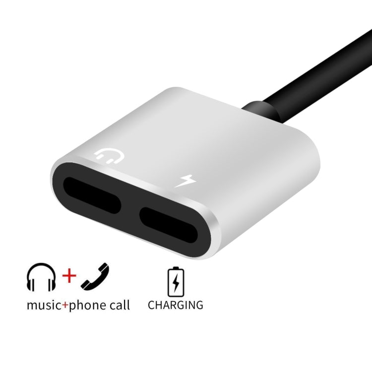 Enkay Hat-Prince HC-15 8 Pin + 3.5mm Jack to 8 PIN Charge Audio Audio Adapter Cable Support up to iOS 15.0 (Silver)