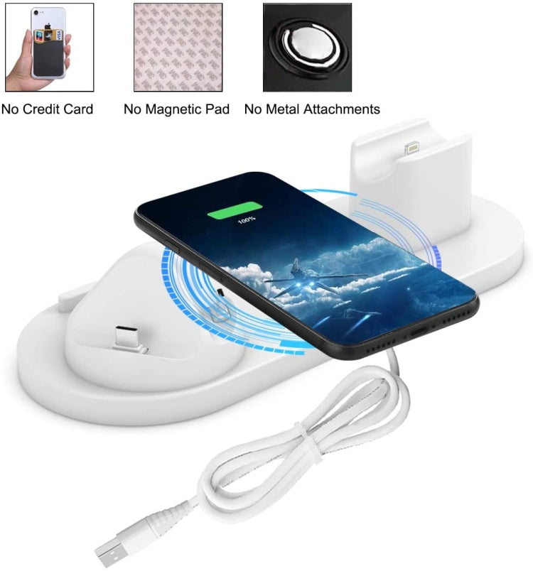 HQ-UD15 Upgraded 6 in 1 Wireless Charger for iPhone Apple Watch AirPods and other Android Phones (White)