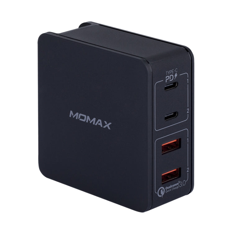 Momax UM12 PD 66W Dual PD + Dual QC3.0 Fast Charging Travel Charger Power Adapter CN Plug (Black)