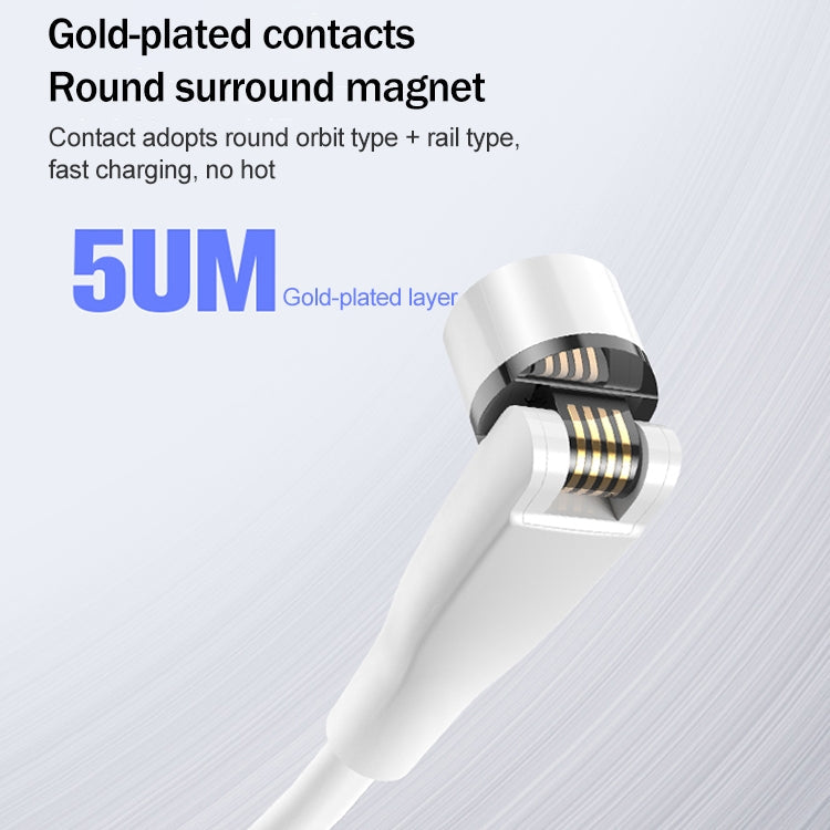 1m 3A Max USB to 8 Pin + USB-C / Type-C + Micro USB 540 Degree Rotatable Magnetic Charging Cable (White)