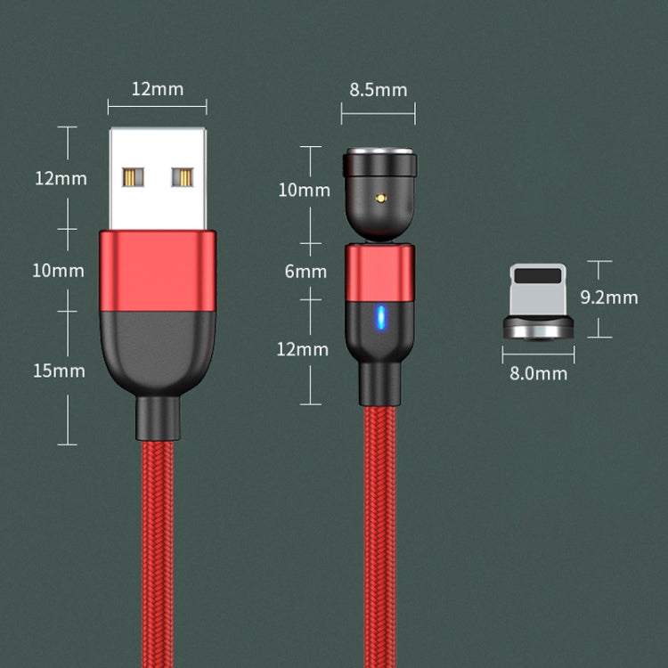 1m 3A Salida USB a 8 Pines Cable de Carga de Sincronización de Datos Magnéticos giratorios de 540 grados (Rojo)