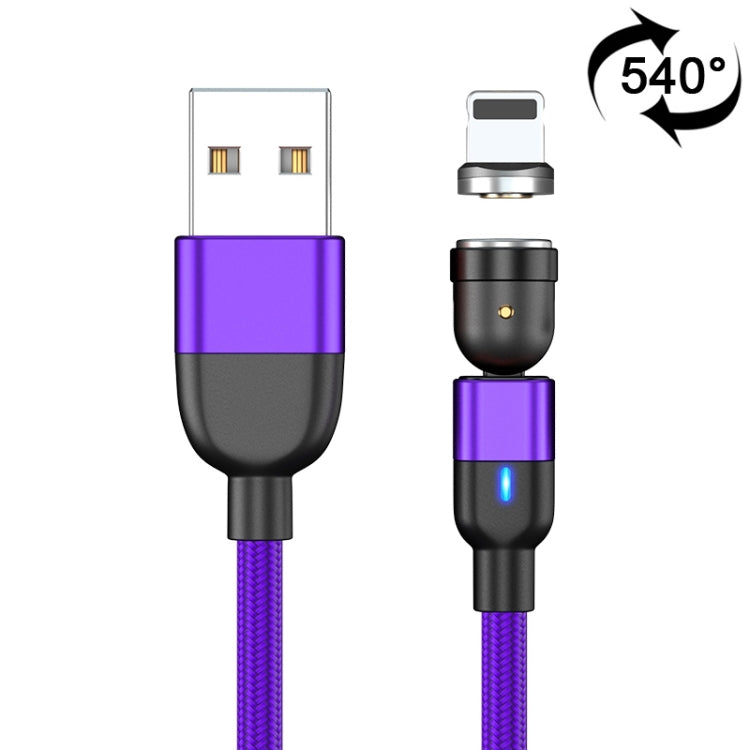 2m 3A Sortie USB vers 8 Broches Câble de Charge de Synchronisation de Données Magnétique Rotatif à 540 Degrés (Violet)