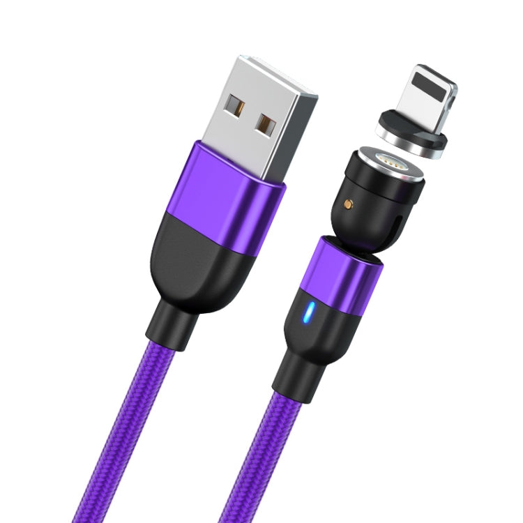 2m 3A Salida USB a 8 Pines Cable de Carga de Sincronización de Datos Magnéticos giratorios de 540 grados (púrpura)