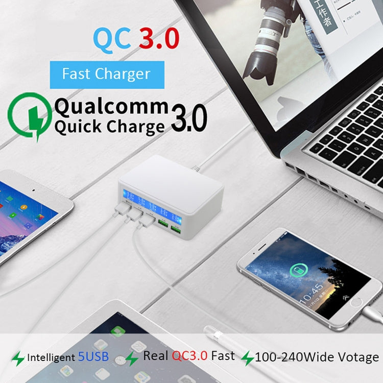 40W QC3.0 2.4A 4 Ports USB Station de charge rapide chargeur de bureau de voyage adaptateur secteur avec affichage numérique LCD prise américaine