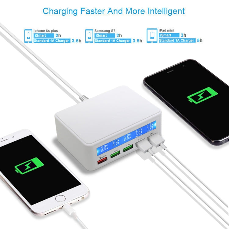 40W QC3.0 2.4A 4-Port USB Fast Charging Station Travel Desktop Charger Power Adapter with LCD Digital Display UK Plug