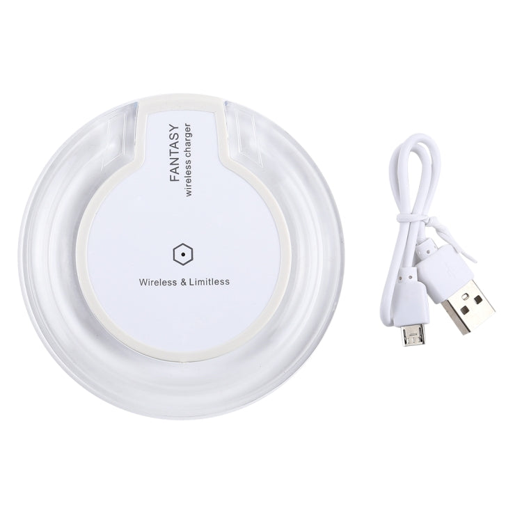 Fantasy 5V 1A Output Qi Standard Ultra-thin Wireless Charger with Charging Indicator Support Qi Standard Phones (White)