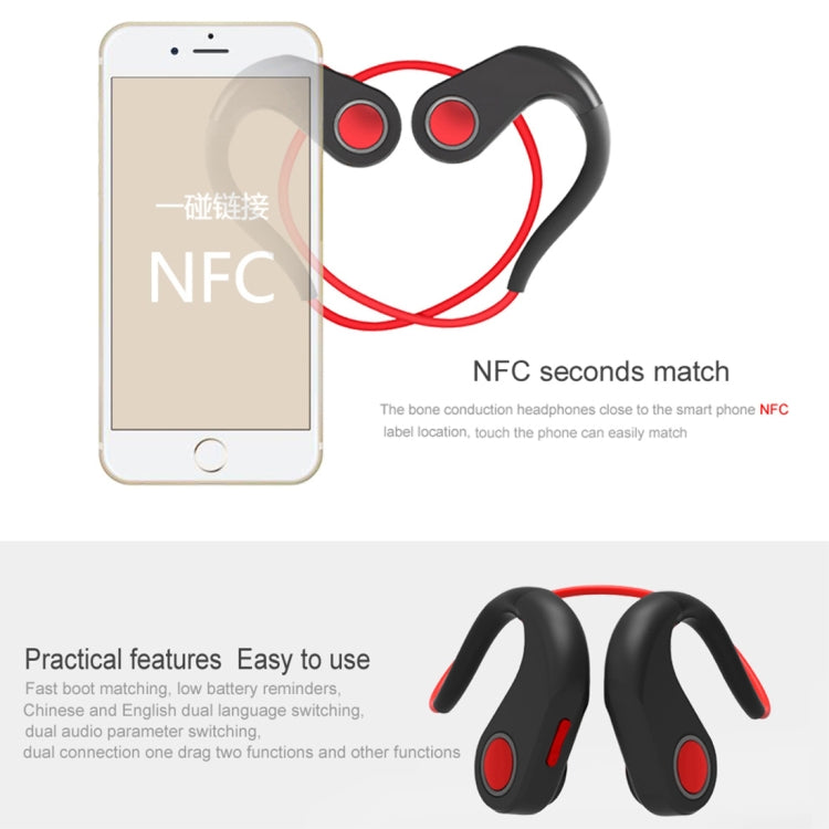 BT-DK Bone Conducción Bluetooth V4.1 + EDR Auriculares Deportivos sobre la Oreja con Micrófono compatible con NFC Para iPhone Samsung Huawei Xiaomi HTC y otros Teléfonos Inteligentes u otros dispositivos de Audio Bluetooth (Negro)