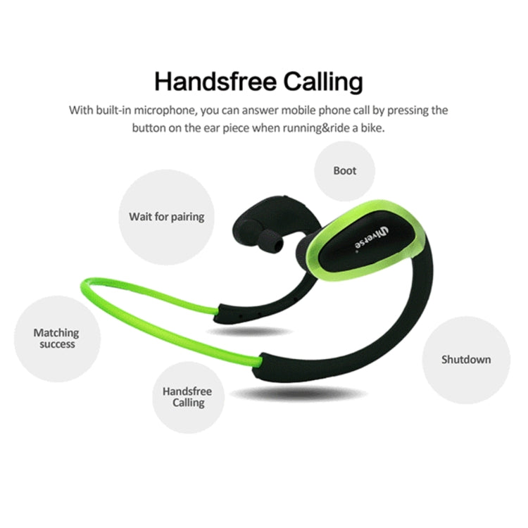 Universe XHH-802 Sports IPX4 Auriculares impermeables Auriculares Stereo Inalámbricos Bluetooth con Micrófono Para iPhone Samsung Huawei Xiaomi HTC y otros Teléfonos Inteligentes (verde)