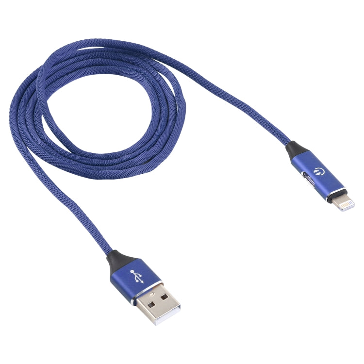 Multifunction 1m 3A 8 Pin Male and 8 Pin Female to USB Nylon Braided Data Sync Charging Audio Cable (Blue)