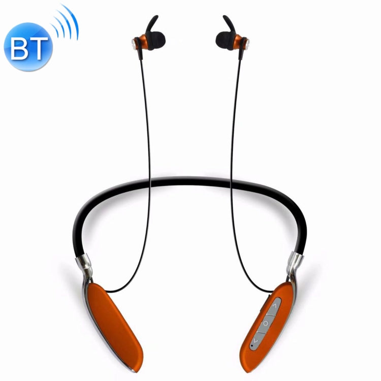 Wireless Headphones with Steel Wire V89 Bluetooth V4.2 HD Gym Sports Stereo Headphones with Mic for iPhone Samsung Huawei Xiaomi HTC and Other Smart Phones (Orange)