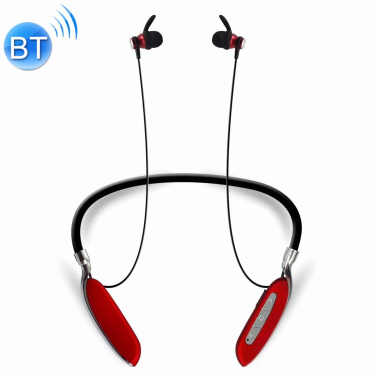 Auriculares Inalámbricos con Cable de acero V89 Bluetooth V4.2 Auriculares Stereo Deportivos para gimnasio HD con Micrófono Para iPhone Samsung Huawei Xiaomi HTC y otros Teléfonos Inteligentes (Rojo)