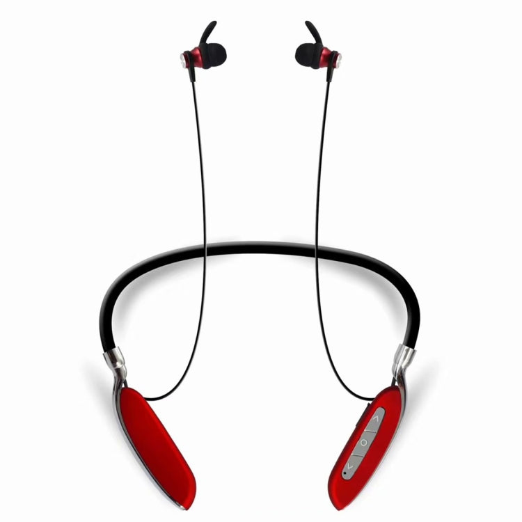 Auriculares Inalámbricos con Cable de acero V89 Bluetooth V4.2 Auriculares Stereo Deportivos para gimnasio HD con Micrófono Para iPhone Samsung Huawei Xiaomi HTC y otros Teléfonos Inteligentes (Rojo)