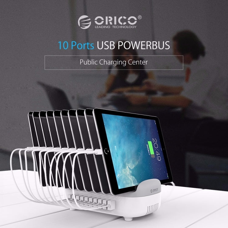 ORICO DUK-10P 120W 10 USB Ports Smart Charging Station with Phone and Tablet Holder (White)