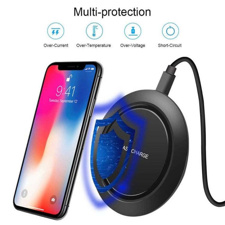 Q18 Quick Charge Qi Wireless Charging Station with Indicator Light for iPhone Galaxy Huawei Xiaomi LG HTC and other QI Standard Smartphones (Black)
