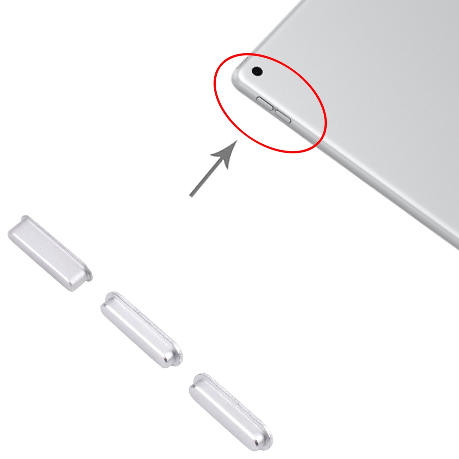 Exterior Buttons Power + Volume Apple iPad 10.2 2019 2020 2021 Silver