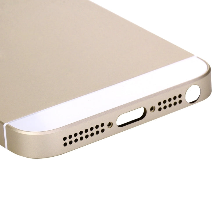 5 en 1 pour iPhone SE d'origine (couvercle de batterie + plateau de carte + touche de contrôle du volume + bouton d'alimentation + touche de vibration de l'interrupteur muet) boîtier d'assemblage complet (doré)