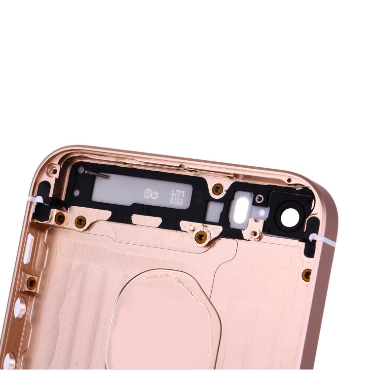 5 en 1 pour iPhone SE d'origine (couvercle de la batterie + plateau de carte + touche de contrôle du volume + bouton d'alimentation + touche de vibreur de l'interrupteur muet) couvercle du boîtier complet (or rose)
