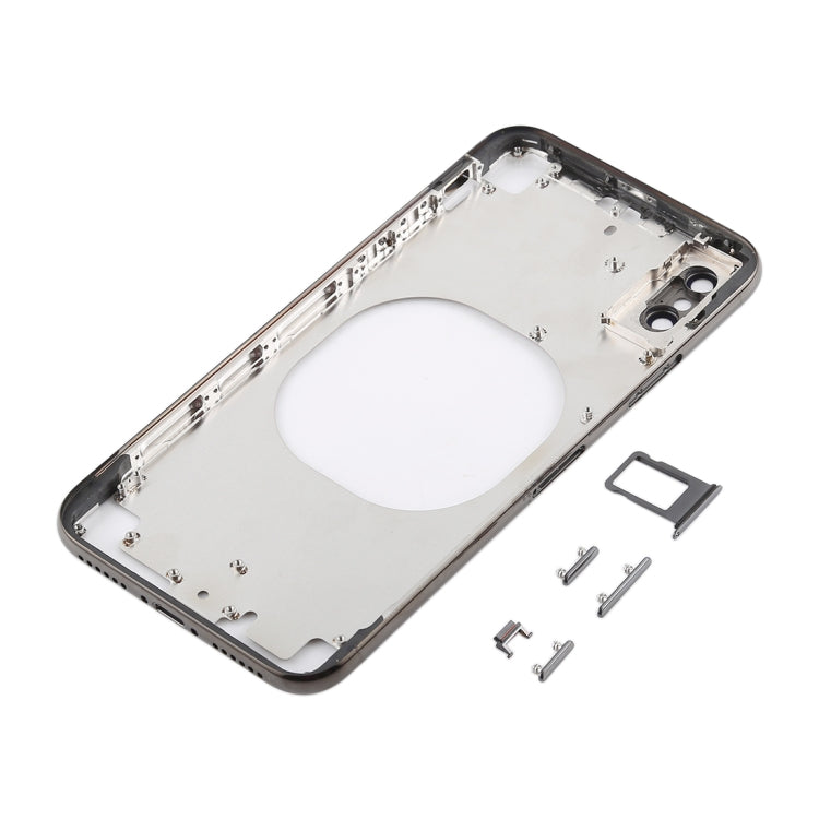 Carcasa Trasera Transparente con Lente de Cámara y Bandeja de Tarjeta SIM y Teclas Laterales Para iPhone X (Negro)
