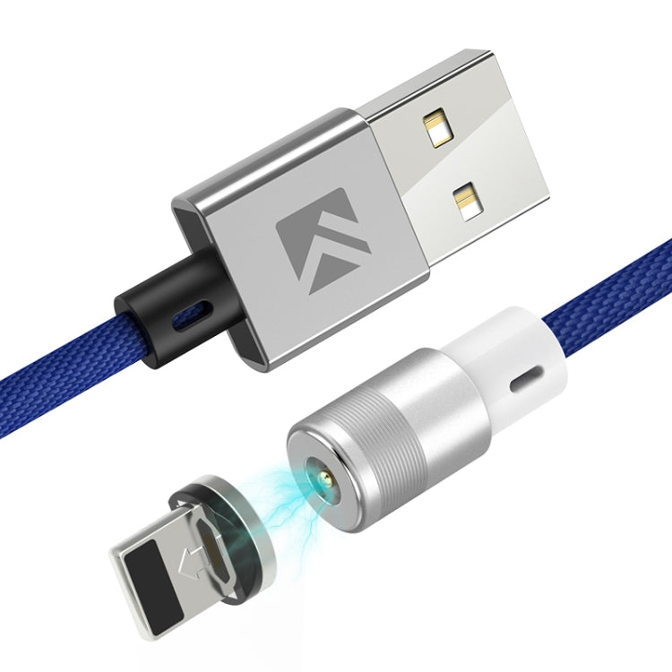 FLOVEME 1m 2A Sortie 360 ​​Degrés Casual Câble de Charge Magnétique USB à 8 Broches Indicateur LED Bleu Intégré (Bleu)