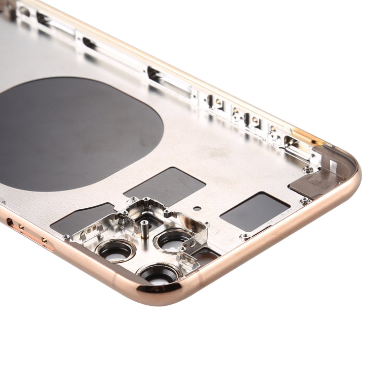 Coque arrière avec touches latérales du plateau de carte SIM et objectif de l'appareil photo pour iPhone 11 Pro Max (Or)
