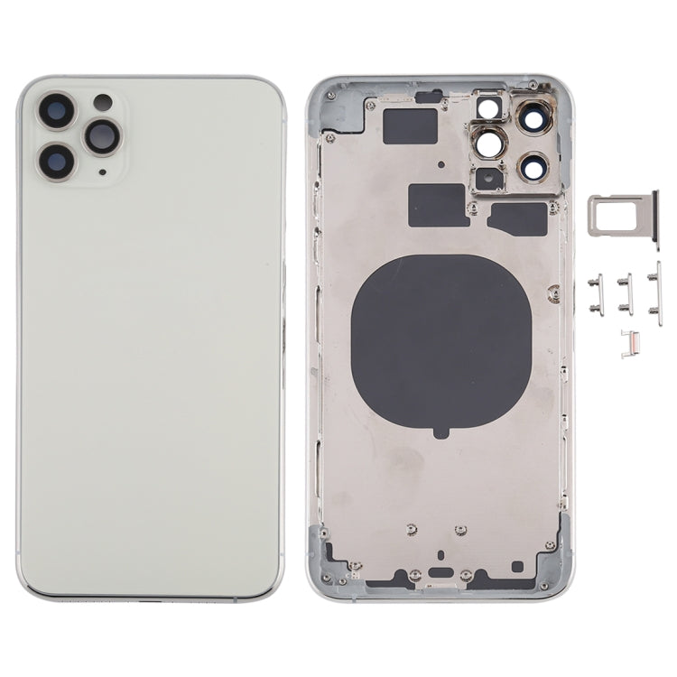 Back Housing with SIM Card Tray Side Keys and Camera Lens for iPhone 11 Pro Max (Silver)