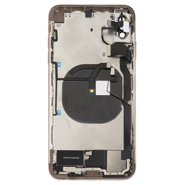 Battery Back Cover Assembly (with Side Keys Speaker Motor Camera Lens Card Tray and Power Button + Volume Button + Charging Port + Signal Flex Cable and Wireless Charging Module) for iPhone XS Max (Gold)