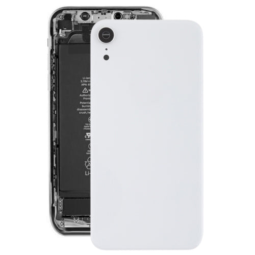 Coque arrière de batterie avec lunette et objectif de caméra arrière et adhésif pour iPhone XR (Blanc)