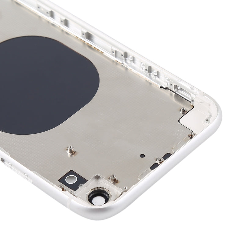 Coque arrière avec objectif de caméra et plateau de carte SIM et touches latérales pour iPhone XR (Blanc)