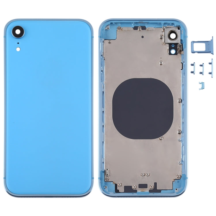 Tapa Trasera de Batería de Marco cuadrado con Bandeja Para Tarjeta SIM y Teclas Laterales Para iPhone XR (Azul)