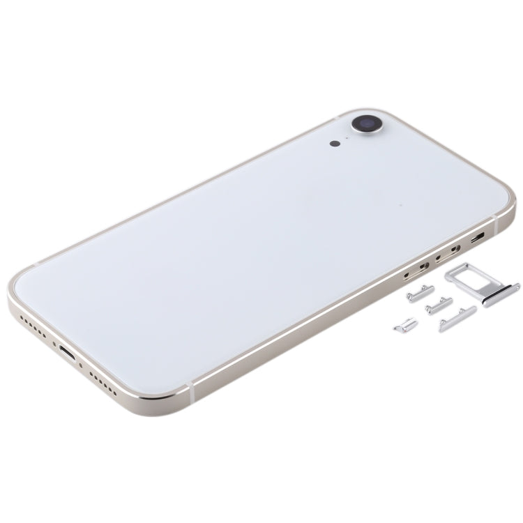 Coque arrière de batterie à cadre carré avec plateau pour carte SIM et touches latérales pour iPhone XR (Blanc)