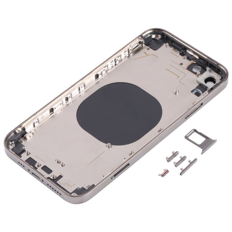 Coque arrière en matériau imitation acier inoxydable pour iPhone 13 Pro Look pour iPhone XR (noir)