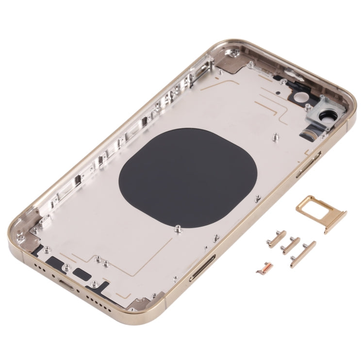 Coque arrière en matériau imitation acier inoxydable pour iPhone 13 Pro pour iPhone XR (doré)