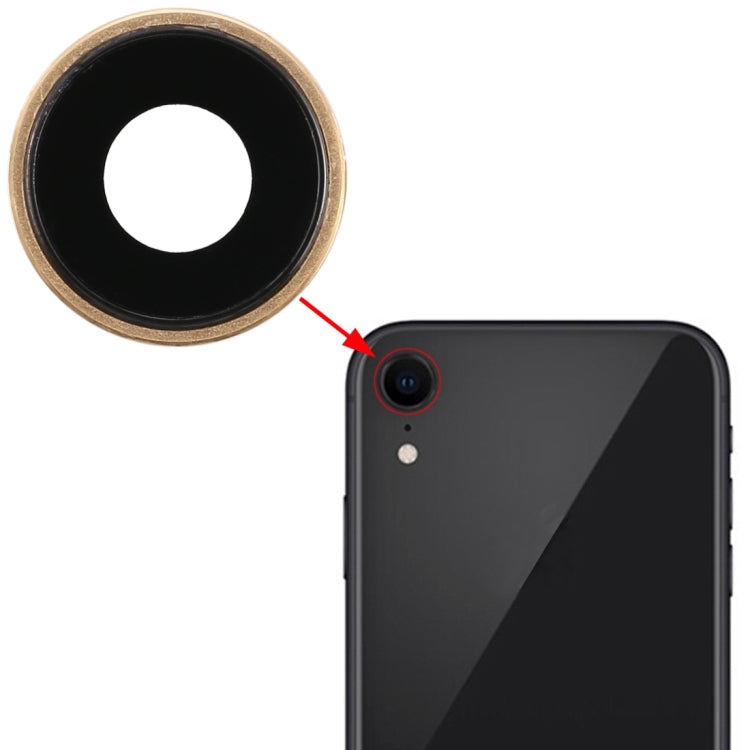 Lunette de caméra arrière avec couvercle d'objectif pour iPhone XR (or)
