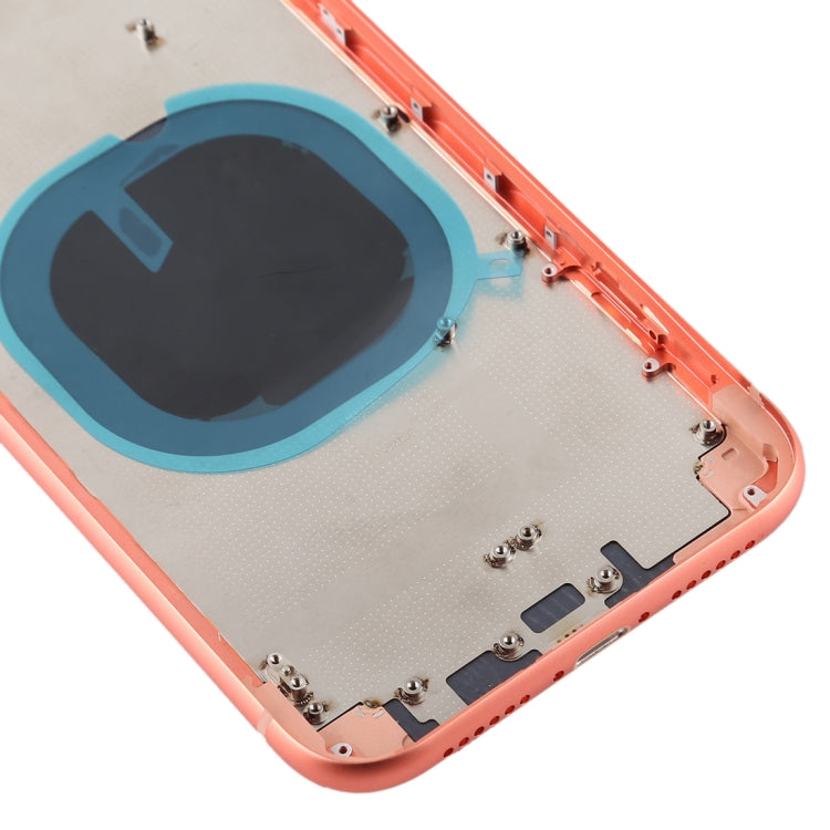 Cubierta de la Carcasa Trasera con apariencia de Imitación de iP11 Para iPhone XR (con Bandeja de Tarjeta SIM y Teclas Laterales) (Coral)