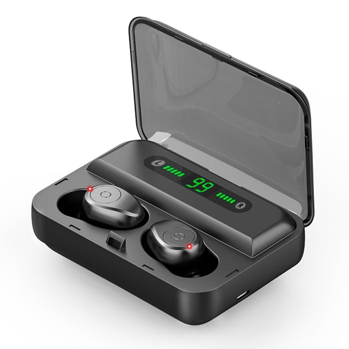 F9 TWS V5.0 Casque Bluetooth stéréo sans fil bi-oreille avec étui de chargement et affichage numérique (Noir)