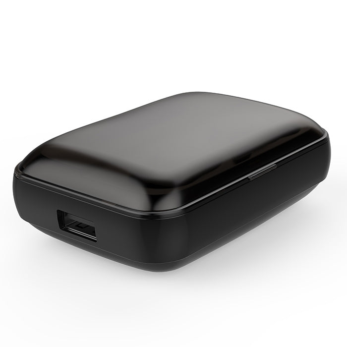 F9 TWS V5.0 Bi-Ear Wireless Stereo Bluetooth Headphones with Charging Case and Digital Display (Black)