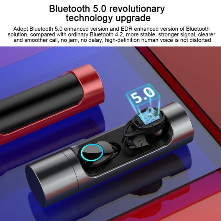 TWS-X8 IPX7 Auricular Stereo Inalámbrico Bluetooth 5.0 impermeable con compartimiento de Carga de 1000mAh Para iPhone Galaxy Huawei Xiaomi HTC y otros Teléfonos Inteligentes (Negro)