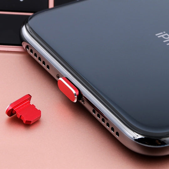 Prise universelle anti-poussière en métal avec port de charge à 8 broches pour iPhone (rouge)