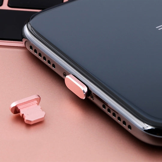 Prise anti-poussière universelle en métal avec port de charge à 8 broches pour iPhone (or rose)