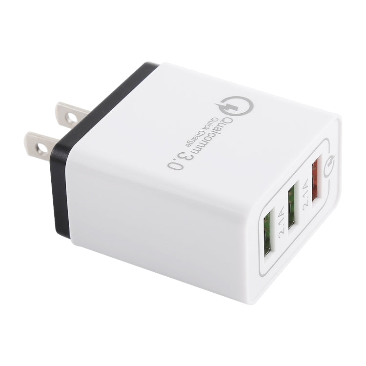 AR-QC-03 2.1A Quick Travel Charger with 3 USB Ports US Plug (Black)