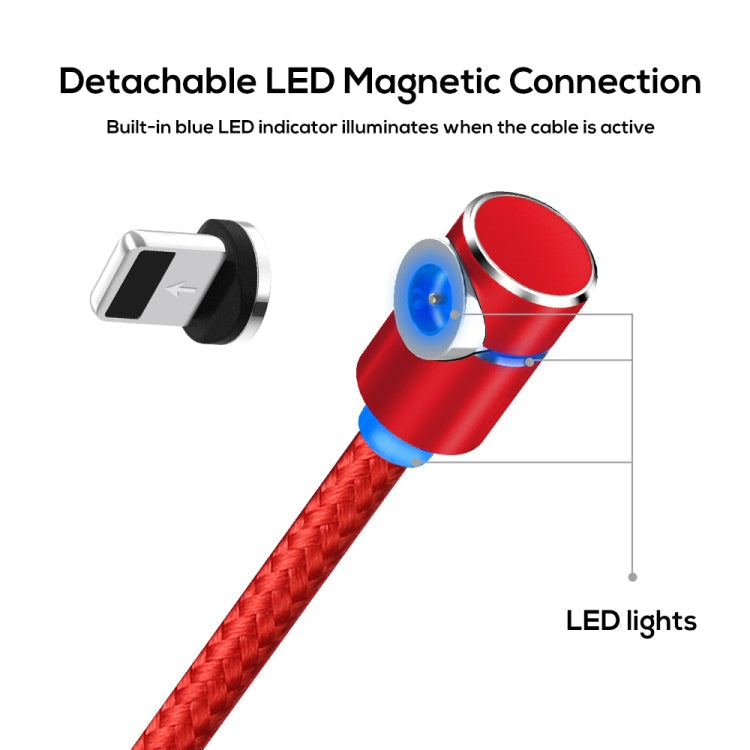 TOPK Câble de charge magnétique coudé à 90 degrés USB vers 8 broches 2 m 2,4 A max avec indicateur LED (rouge)