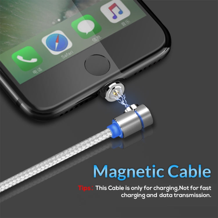 TOPK 2m 2.4A Max USB to 8 Pin + USB-C / Type-C + Micro USB 90 Degree Elbow Magnetic Charging Cable with LED Indicator