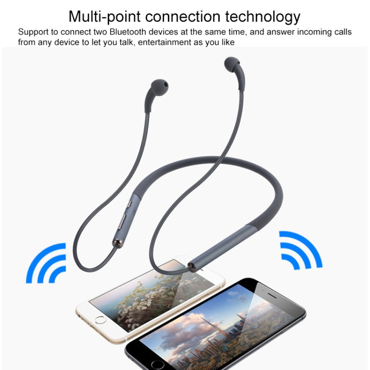 Auricular Bluetooth de conducción de aire montado en el cuello con hebilla Magnética vibración de llamada de soporte y llamadas manos libres y Pantalla de batería y conexión multipunto (Negro)