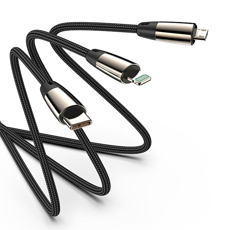 Joyroom S-M390 Zodiac Series 3 in 1 3.5A USB-C / Type-C &amp; 8 Pin &amp; Micro to USB Braided Data Cable Length: 1.2m (Black)