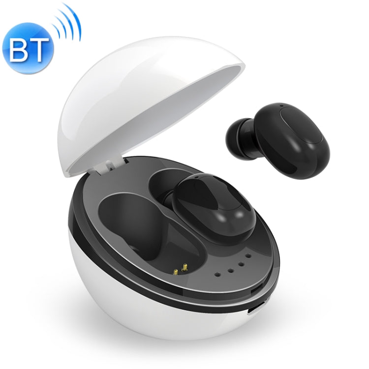 Auriculares Inalámbricos Bluetooth con forma de cápsula espacial A10 TWS con caja de Carga Magnética y cordón compatible con llamadas HD y emparejamiento automático Bluetooth (Blanco + Negro)