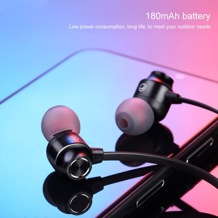 Neck-mounted Round Cable Bluetooth 5.1 Sports Earphone with Magnetic Function (Black)