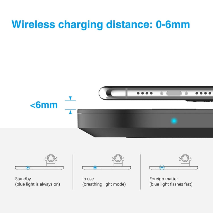 A04 Chargeur sans fil multifonction Qi Standard 3 en 1 pour téléphones mobiles iWatch et AirPods (Noir)