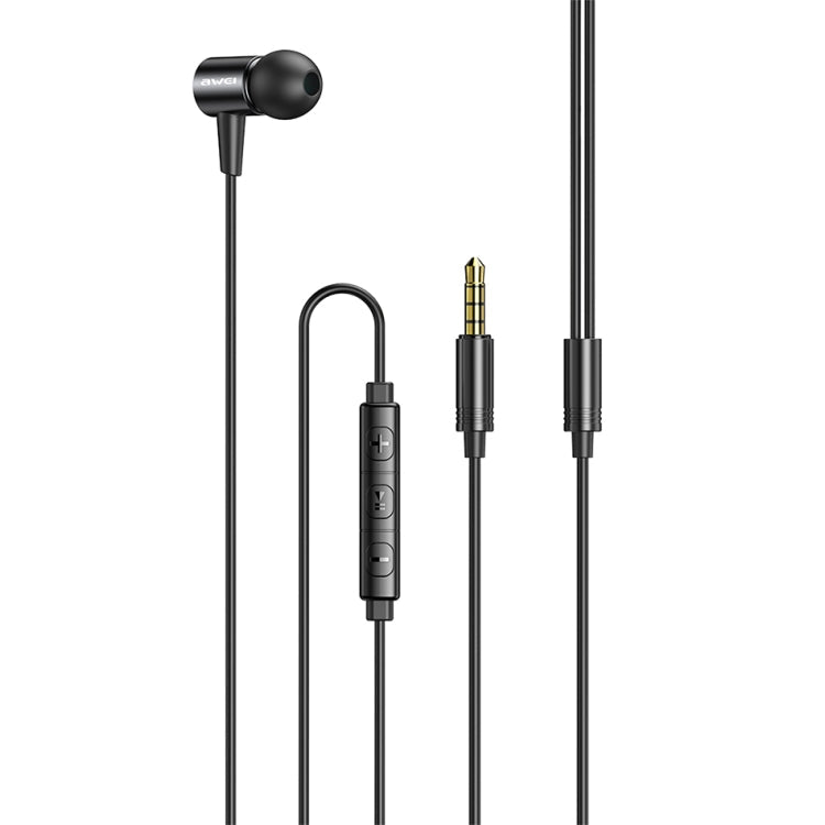 Awei L2 Écouteurs stéréo filaires intra-auriculaires 3,5 mm avec microphone (Noir)